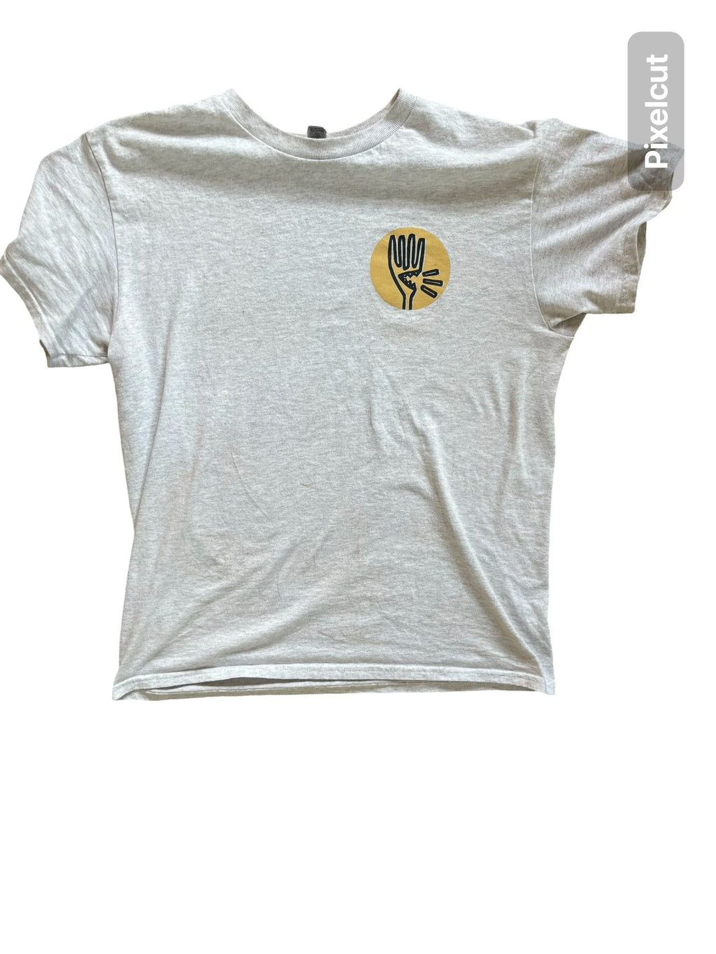 Gray t-shirt with a Roaring Fork Mill logo on a white background